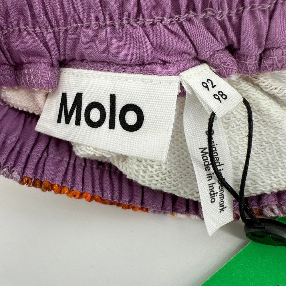 Molo Girls Purple Floral Organic Cotton Skirt 2S23D119 Size 2-3 NEW